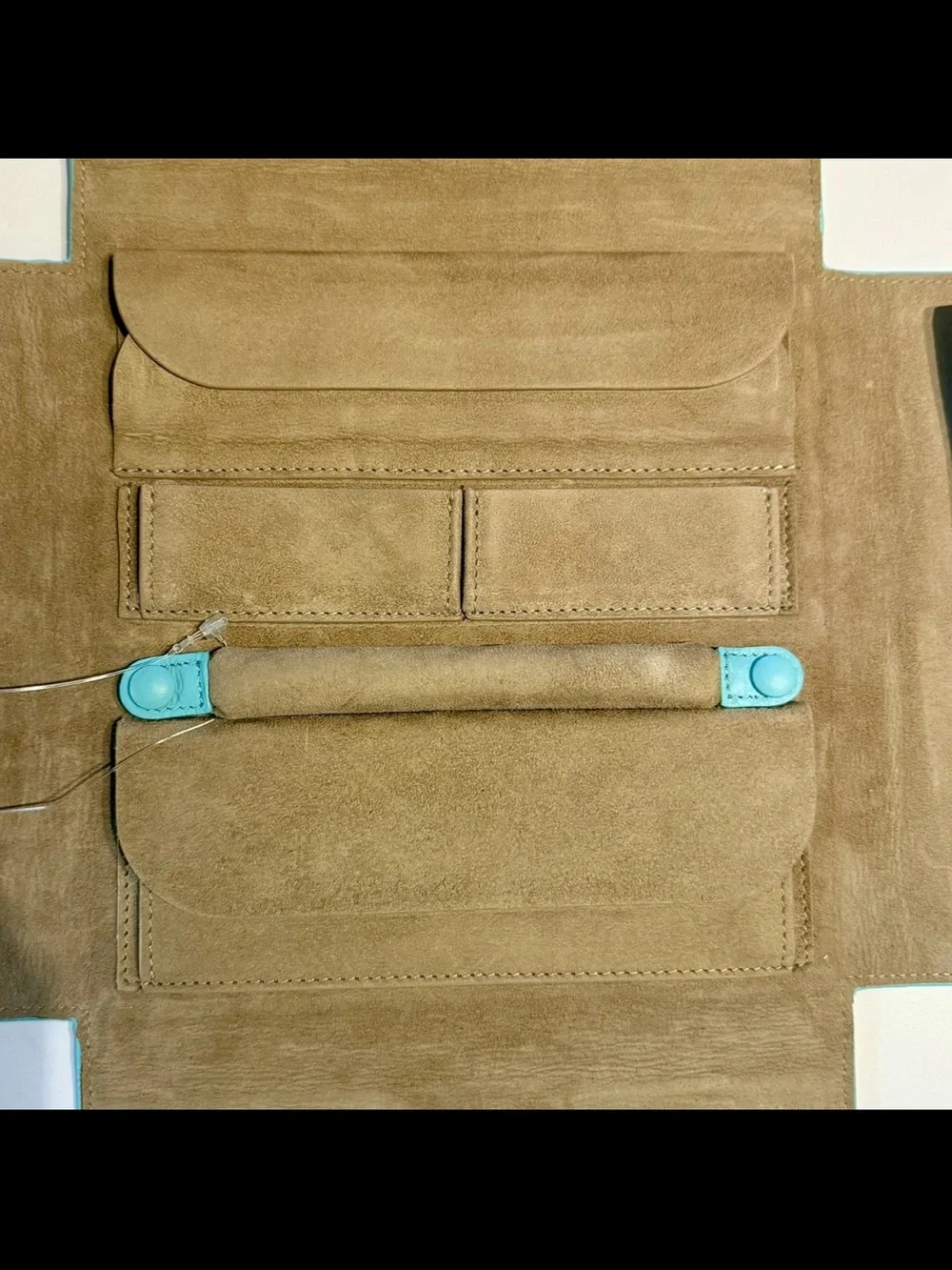 Tiffany & Co. Tiffany Blue Grain Leather Fold-Out Jewelry Case Travel Organizer
